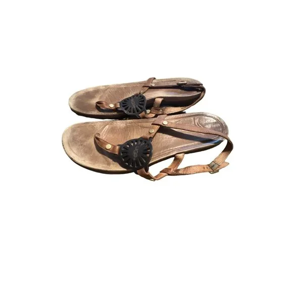 UGG Shoes Ugg Australia Ayden Brown Leather Slingback Thong